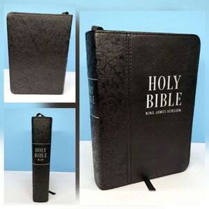 Holy Bible KJV Pocket Bible (4.25x6.5") Decorated Black Faux Leather Purse Bible